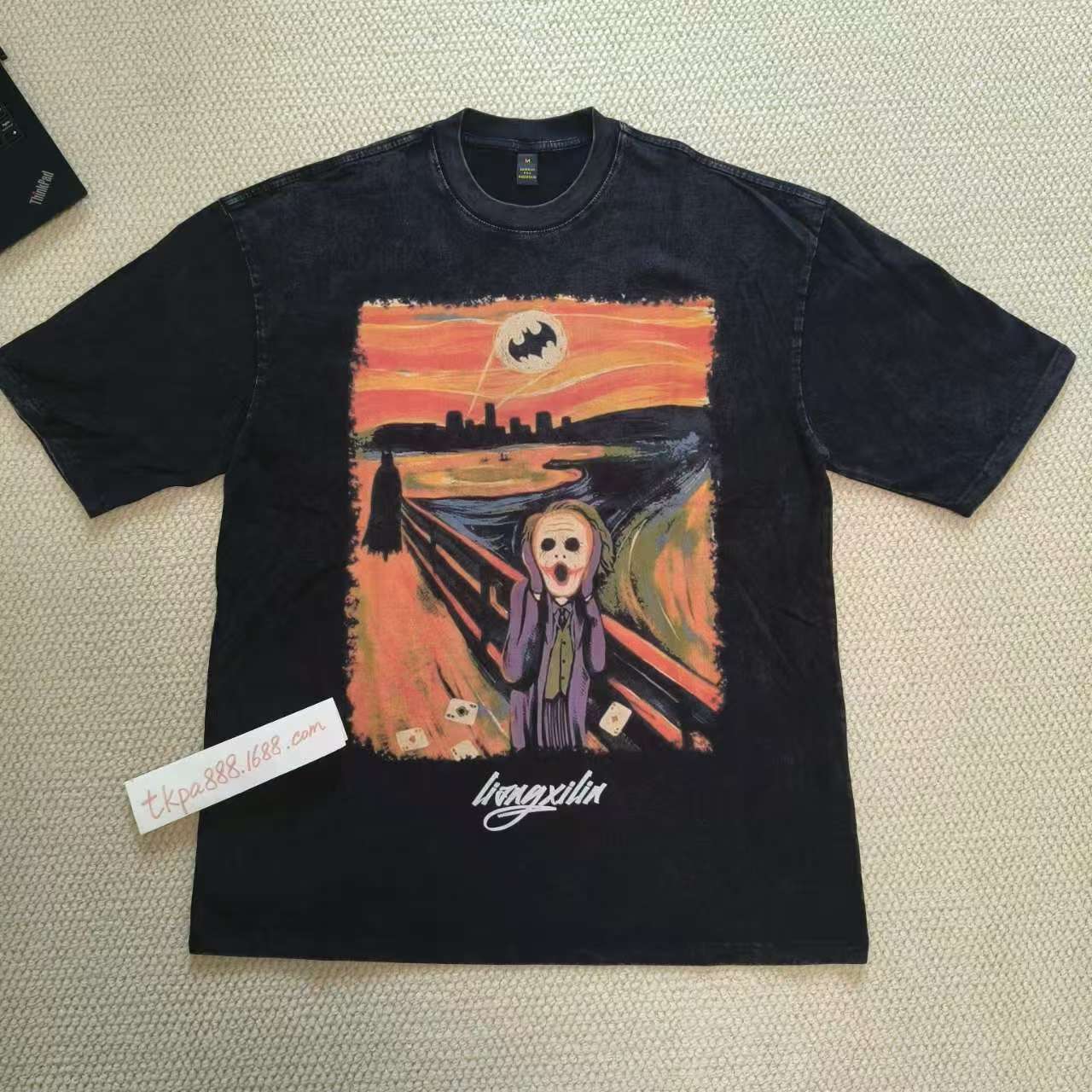 TKPA重ポンド純綿メンズtシャツ欧米高街潮牌oversizeプリント水洗い古着半袖tシャツ男