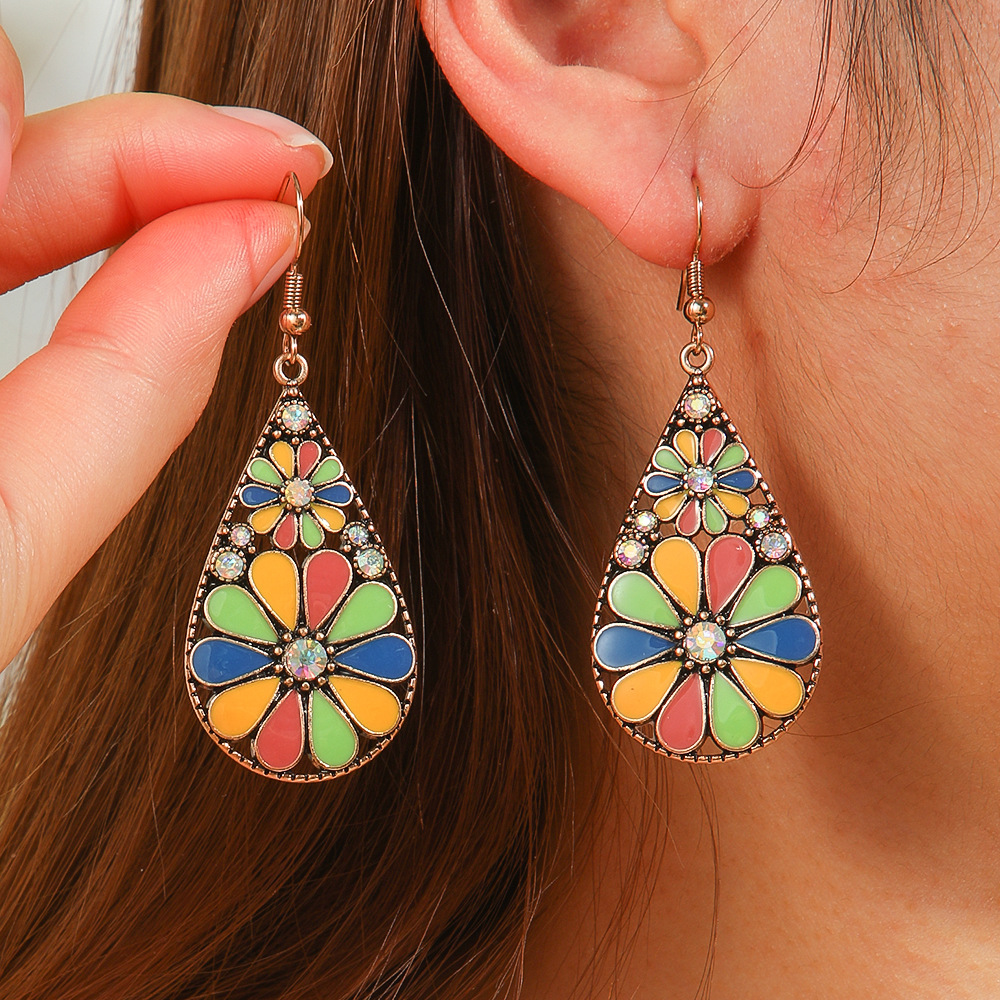 15g Weight Alloy Ear Needle Material Drop Earrings Classification 1 Pair Quantity Daily, Street Occasion Zinc alloy Material Geometric Pattern All Seasons Season Women's Gender Polished Finish Ethnic Style Style 1 Pair Ethnic Style Geometric Zinc Alloy Drop Earrings 5