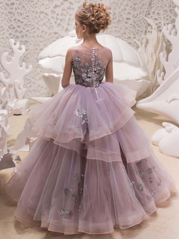 Comercio exterior nuevo vestido de encaje europeo y americano vestido de noche de las niñas vestido de otoño de los niños desfile espectáculo anfitrión rendimiento princesa vestido
