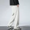 Trousers 8278 white flowers gray straight tube