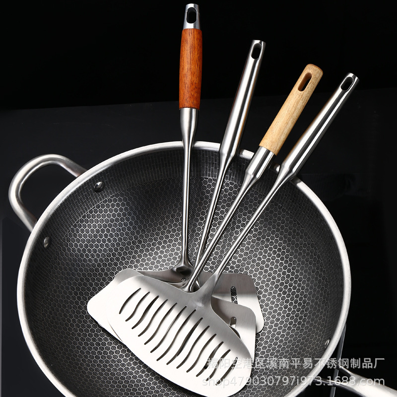 304台所用品ステンレスシャベルの幅が長い柄のシャベル家庭用ステーキ焼き魚の油漏れシャベル|undefined