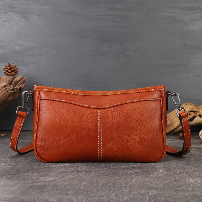 Amazon Bestseller Cross-Border Underarm Bag Retro Top Grain Cowhide Small Square Bag Versatile Luxury Single Shoulder Baguette Bag For Women - Thumbnail 8