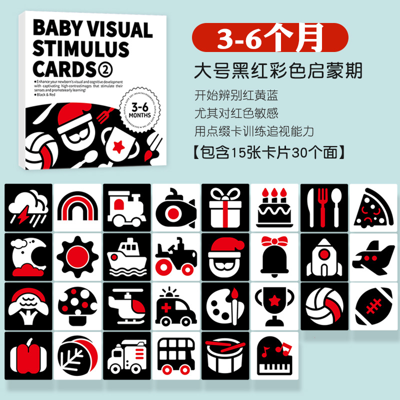 Tarjetas de estimulación visual para bebés recién nacidos de 0 a 36 meses, tarjetas de seguimiento en blanco y negro y coloridas, tarjetas educativas cognitivas