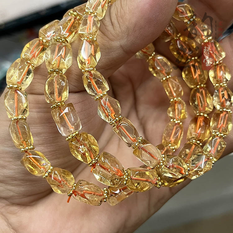 天然ブラジル産シトリン不定形ファセットツイストブレスレット diy ブレスレットイエロータワークリスタルファセットバケツビーズジュエリールースビーズ|undefined