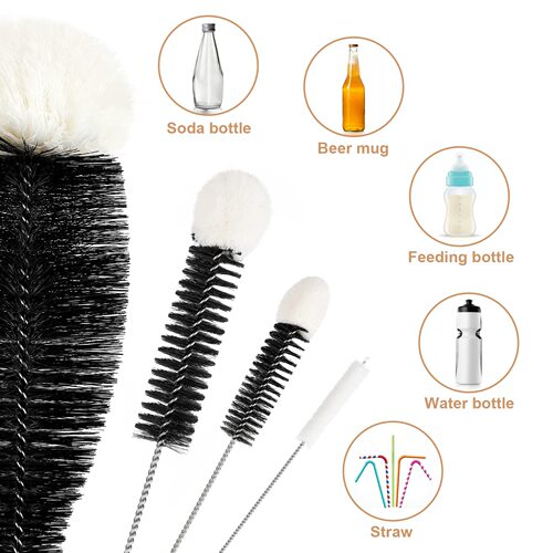 Soda Bottle Brush Home Cup Brush Bottle Brush Carbonated Water Brush Glass Scratch-Free Cleaning Brush Wooden Handle Cotton Cord