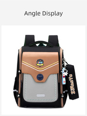 Natural Fish Oxford Cloth New 3-6 Grade Orthopedic Weight Reduction School Bag for Boys and Girls Children Primary School British Style