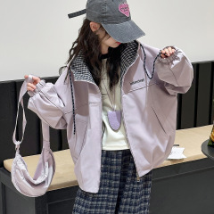 女童外套春秋装2025新款洋气冲锋衣秋季中大童运动连帽上衣夹克衫