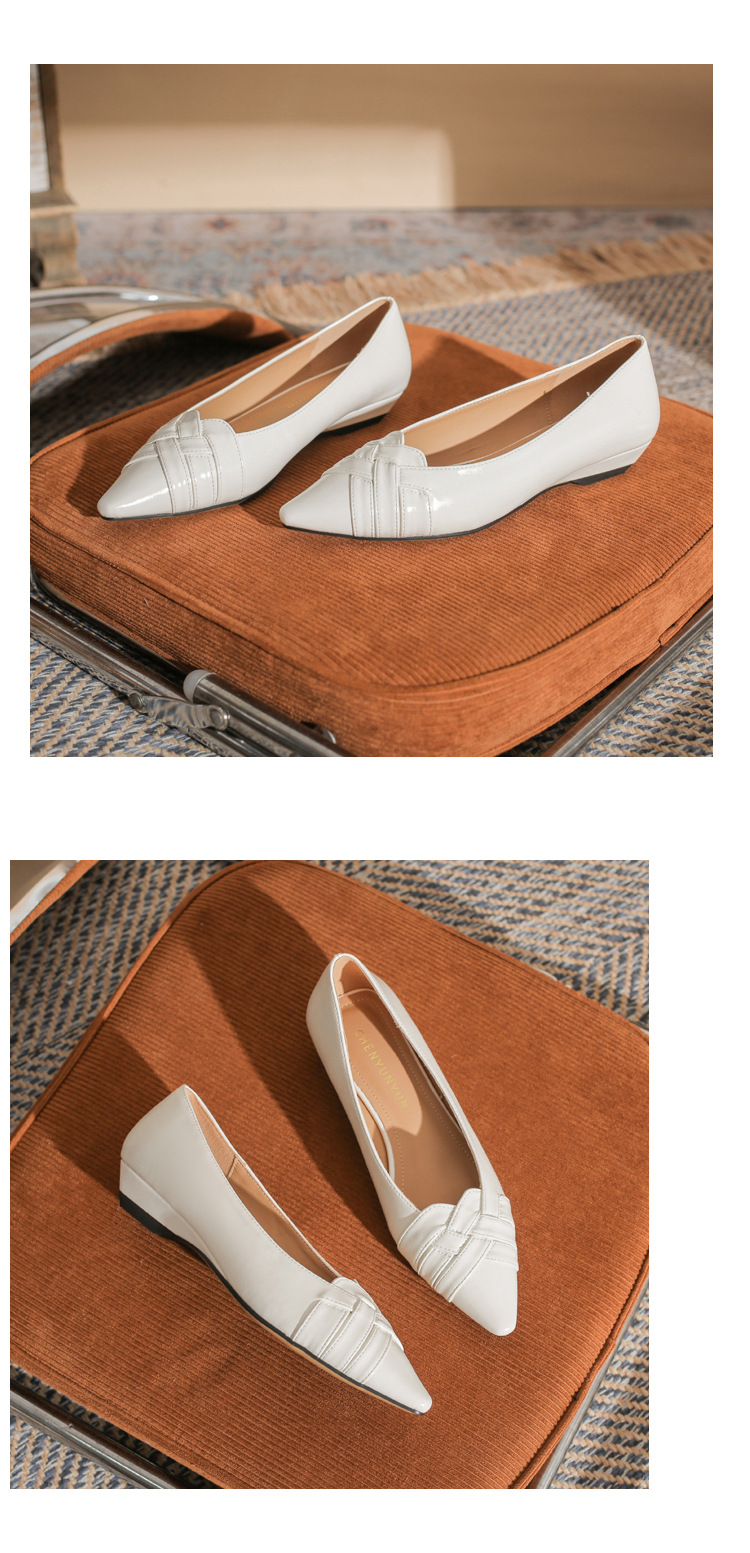Giày cao gót nữ mũi nhọn gót wedge kiểu Pháp, gót thấp, miệng nông — màu đen chi tiết 25