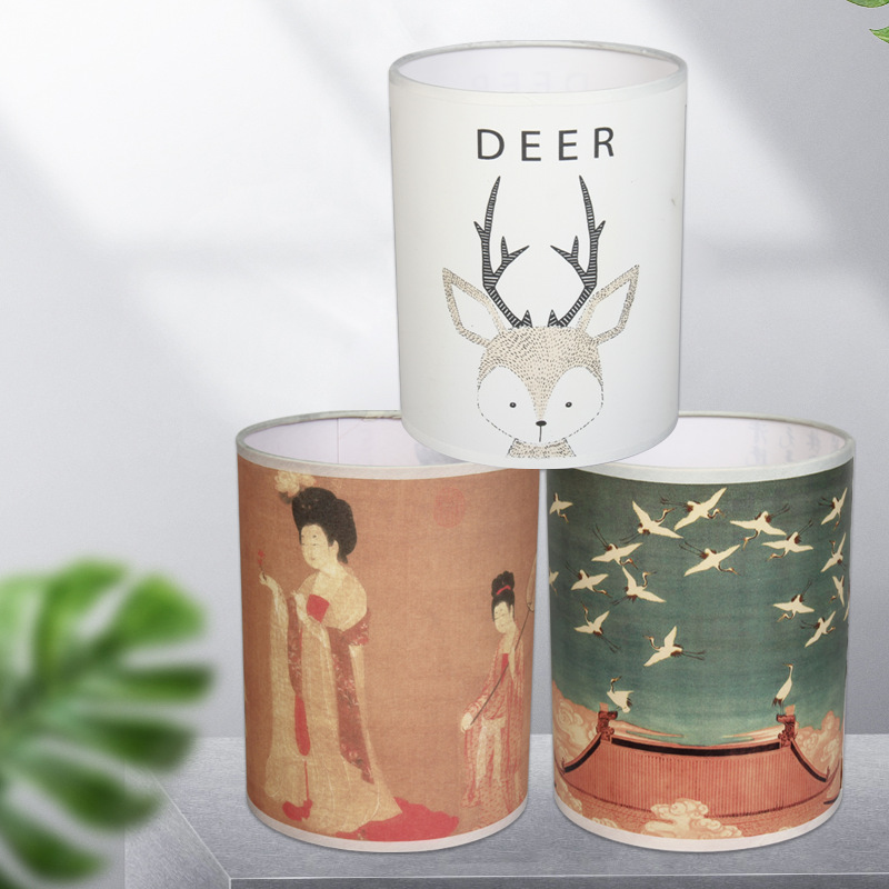Pantalla de Lámpara Plana Pequeña con Patrón Impreso, Pantalla de Lámpara Colgante Redonda y Cuadrada con Patrón de Animales de Dibujos Animados, Logotipo Personalizado Creativo al por Mayor