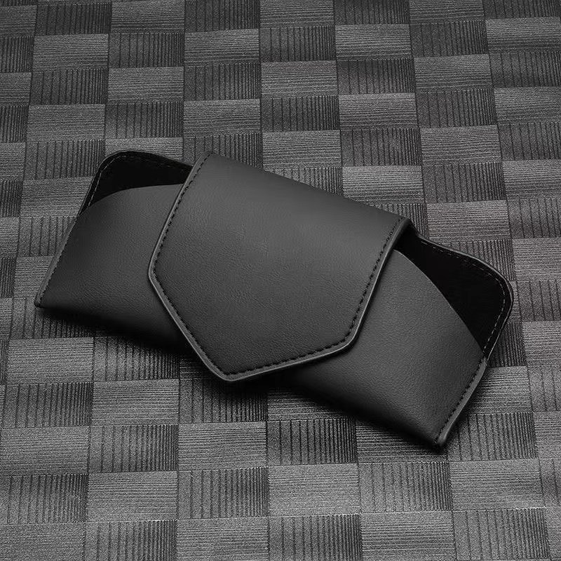 Leather Car Glasses Box Sun Visor High-end Sunglasses Frame Car Refueling Card Holder Car Sunglasses Storage Box