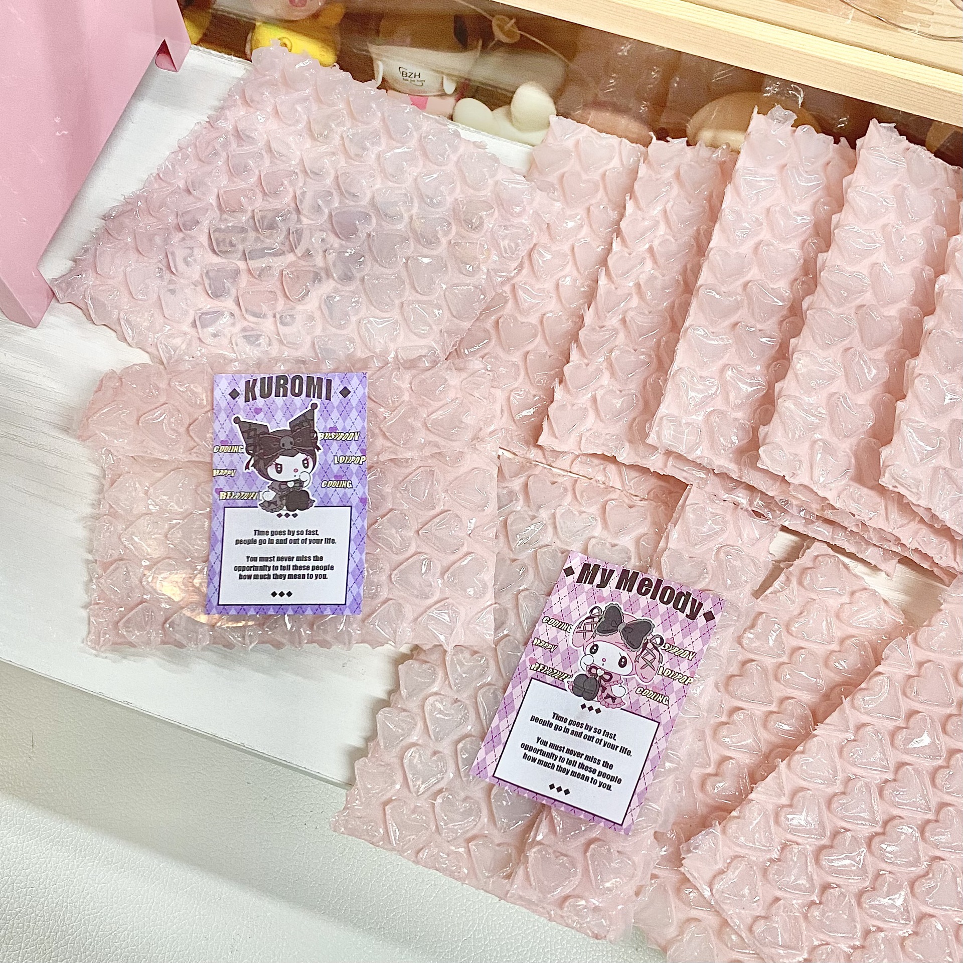 粉色爱心气泡袋气泡膜气泡信封小卡卡套礼品包装袋防震防水咕卡