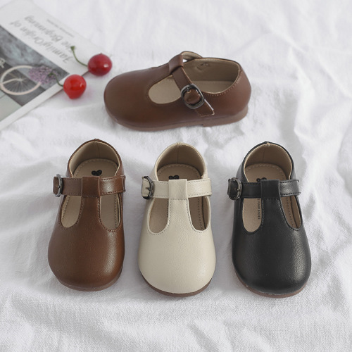 Baby Princess Shoes Children's Soft Soled Toddler Shoes Spring and Autumn Girls' Single Shoes Velcro Versatile Infant Leather Shoes Summer