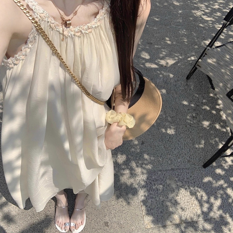 [Mermaid Elf] Neck-hanging Mesh Sling dress Women's Gentle Seaside Holiday Fairy Dress