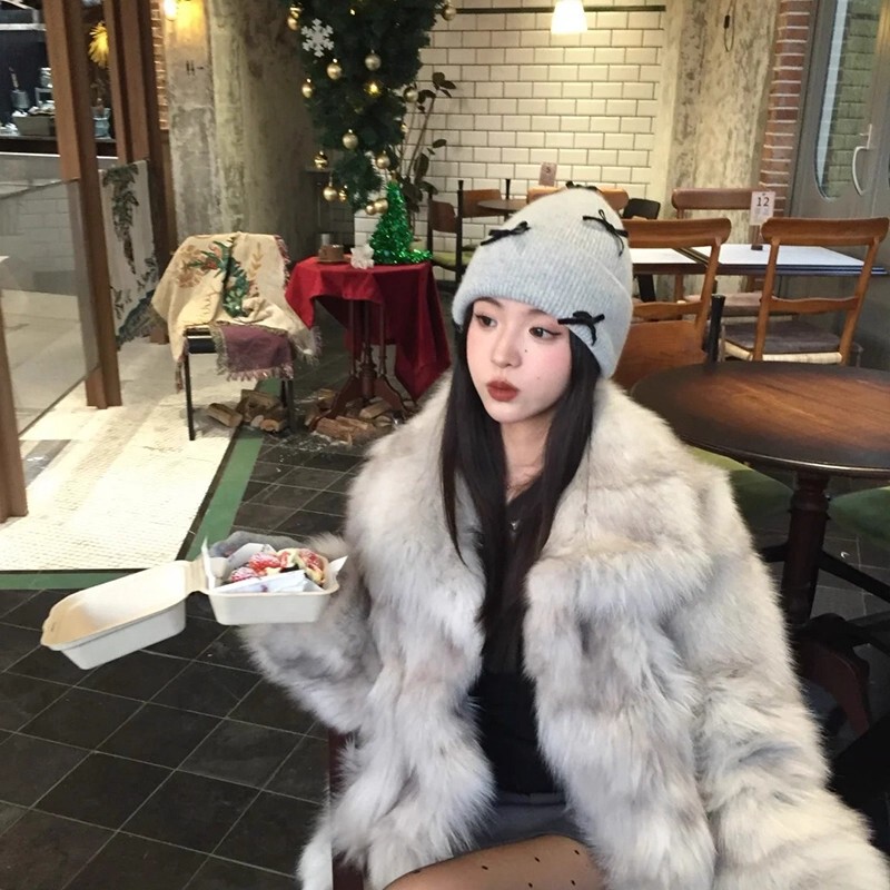 韩版蝴蝶结针织冷帽女2025新款秋冬季百搭护耳保暖显脸小毛线帽子|undefined