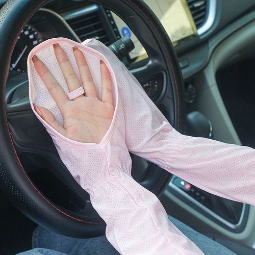 Sunscreen thin ice silk hand sleeves gloves for summer driving cycling hand cover finger loose fashion for men and women anti-purple line