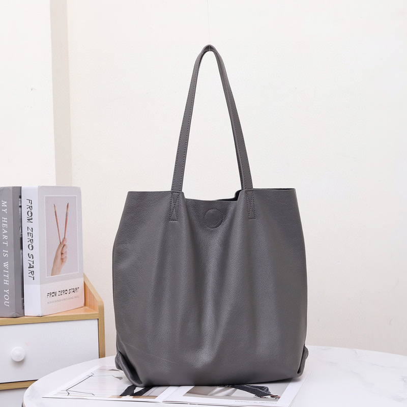 Cross-Border First-Layer Cowhide Women's Bag, Fashionable Ladies' Bag, Simple Tote Bag, Large Capacity, Stylish Genuine Leather Shopping Bag Cross-Border First-Layer Cowhide Women's Bag, Fashionable Ladies' Bag, Simple Tote Bag, Large Capacity, Stylish Genuine Leather Shopping Bag