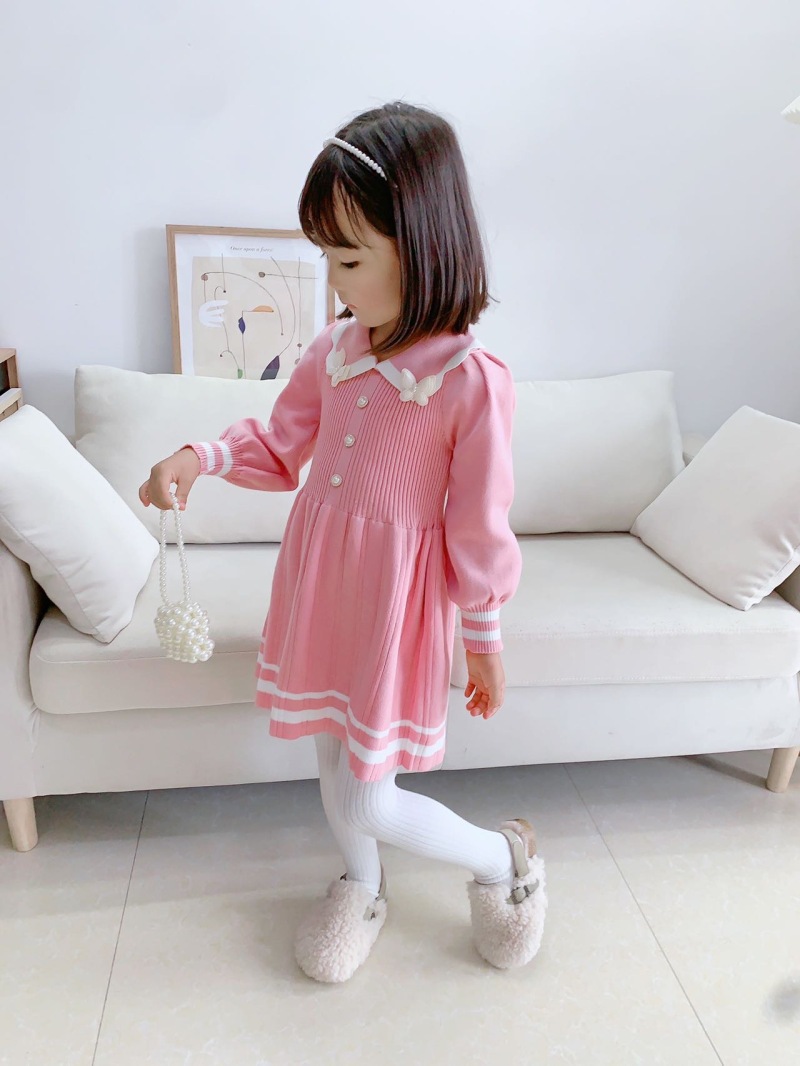 Mädchen Pullover 2023 Herbst/Winter Neue Koreanische Ausgabe Ausländer Mädchen Baby Stricken Mode Süße Prinzessin Kleid_voghion.com