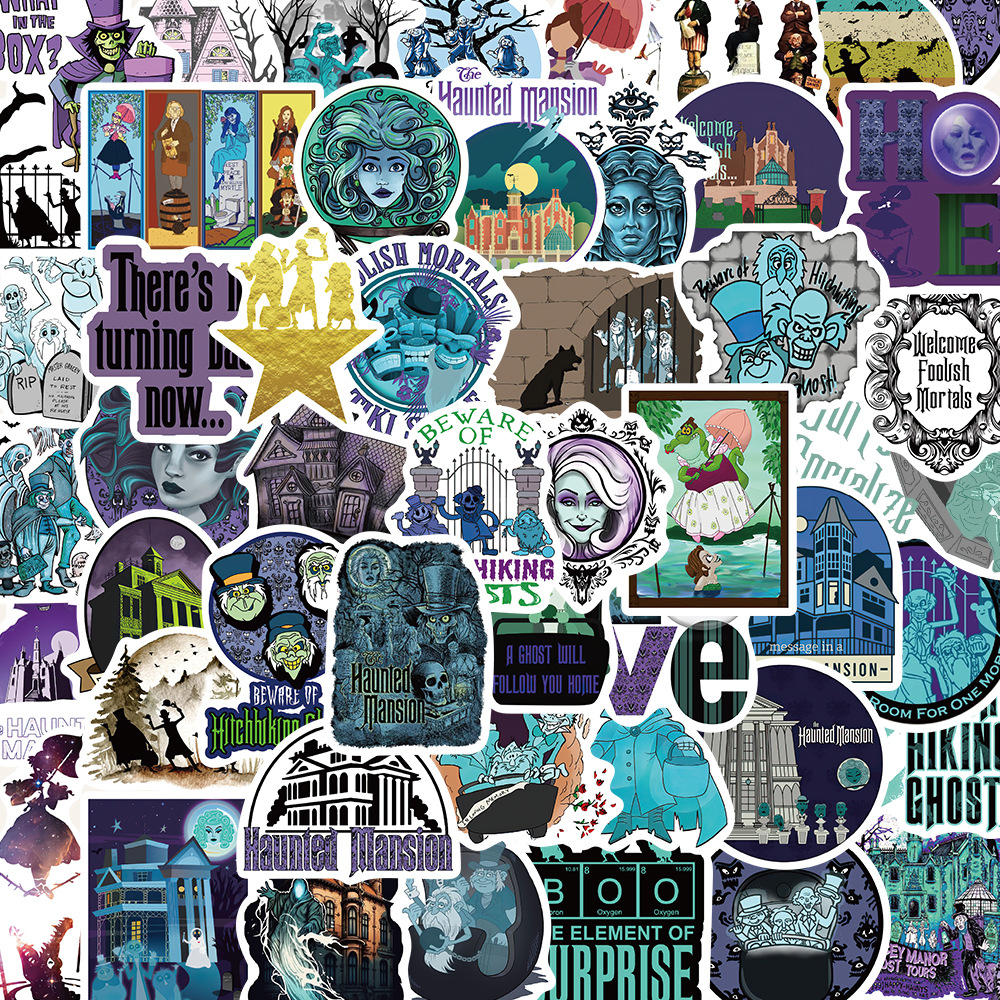50개의 국경을 넘나드는 고전 영화 HAUNTED MANSION 그래피티 스티커 DIY 핸드북 기타 스티커