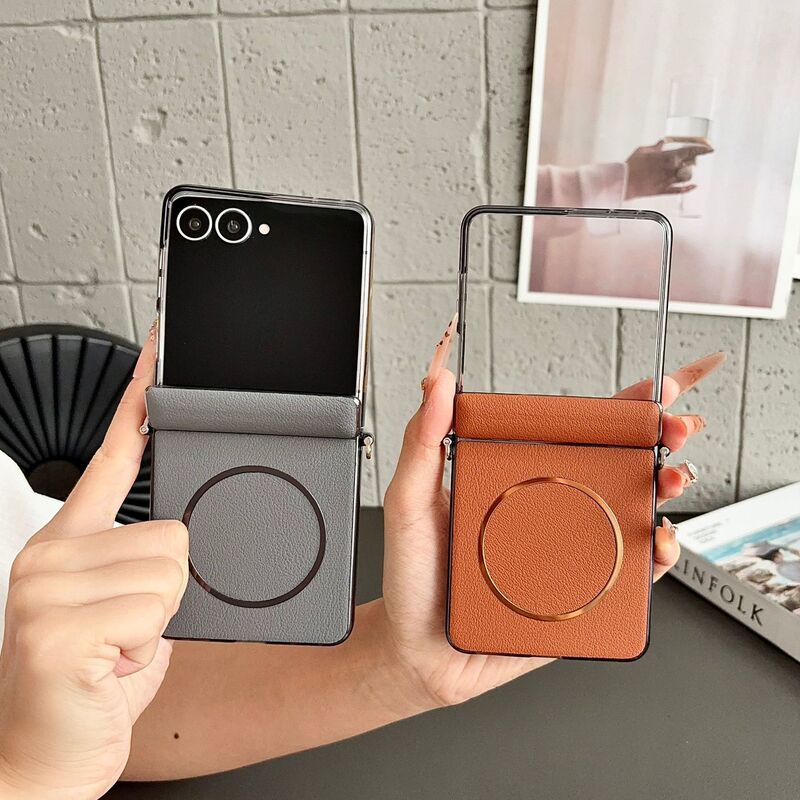 Suitable for Samsung Flip8 Phone Case with Magnetic Side Attachment, Zflip7 Fine Circle Leather New Style Protective Cover Suitable for Samsung Flip8 Phone Case with Magnetic Side Attachment, Zflip7 Fine Circle Leather New Style Protective Cover