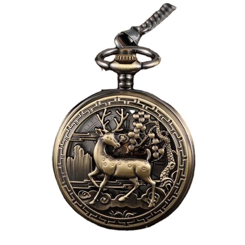 New hollow carved double mechanical pocket watch Yi Lu You Ni retro pocket watch manual mechanical pocket watch factory direct sale