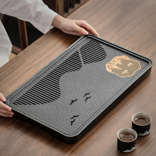 Small Tea Tray Household Tea Tray 2025 New Living Room Imitation Black Gold Stone Tea Sea Tea Set Dry Brewing Small Tea Table
