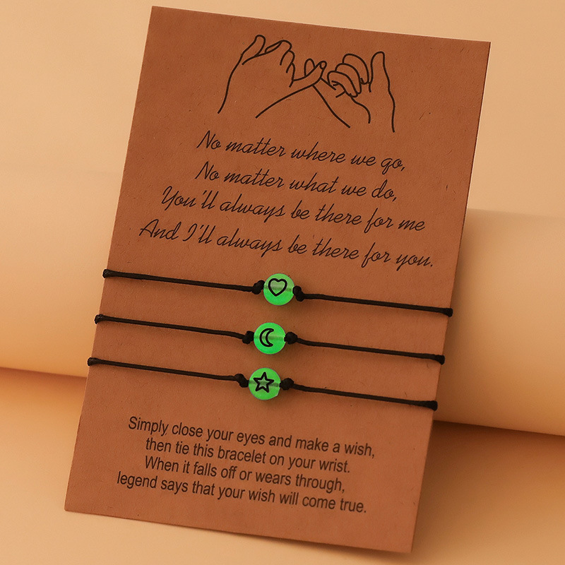 Graduation season good friend woven bracelet female ins design sense luminous love adjustable hand rope tide cross-border supply