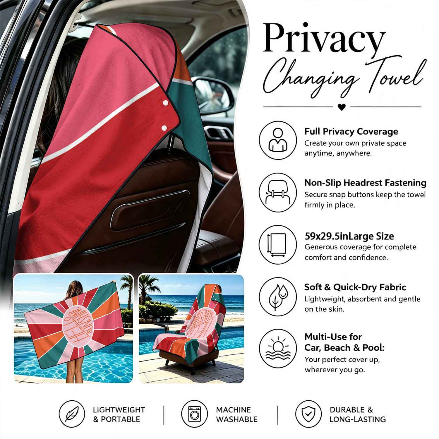 2-piece dual-use car seat cover, ultra-fine fiber, can be used as a beach towel, printed car protective seat cover 13
