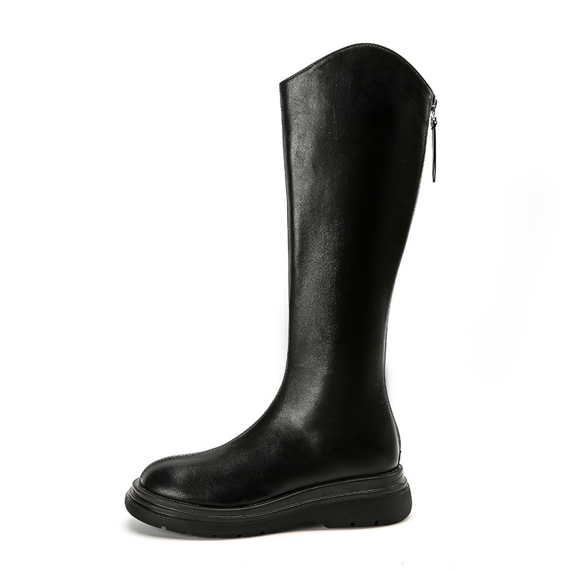 Knight Women's Underknee Long 2024 New High Barrel V-Mouth Brown Thick Sole 150 Small Tall Boots_voghion.com