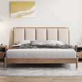 北欧实木双人床1.8米白蜡木现代简约婚床纳帕真皮1.5米带储物高箱