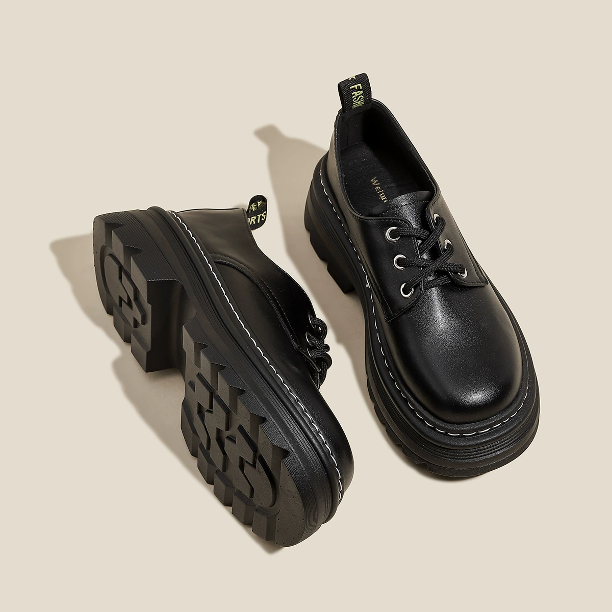 威威女郎 Loafers, shoes platform English style, high shoes for leather shoes, British style