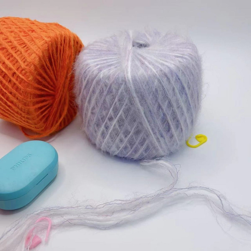 모헤어 화이트 + 2호 퍼플 + 금은실