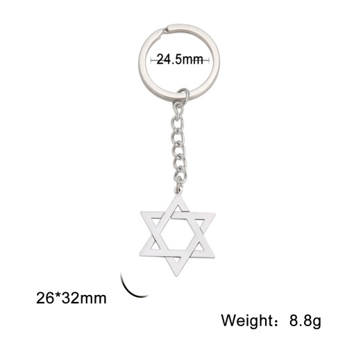 Personalized cut titanium steel color belt chain key chain five-pointed star pendant simple geometric 304 stainless steel key chain