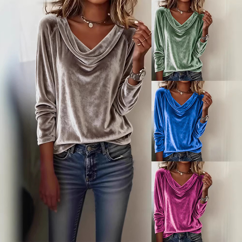 2026 New Foreign Trade Cross-Border Women's Clothing Casual Turtleneck Long-Sleeve Pullover Loose Solid Color Multi-Color Women's T-Shirt 2026 New Foreign Trade Cross-Border Women's Clothing Casual Turtleneck Long-Sleeve Pullover Loose Solid Color Multi-Color Women's T-Shirt