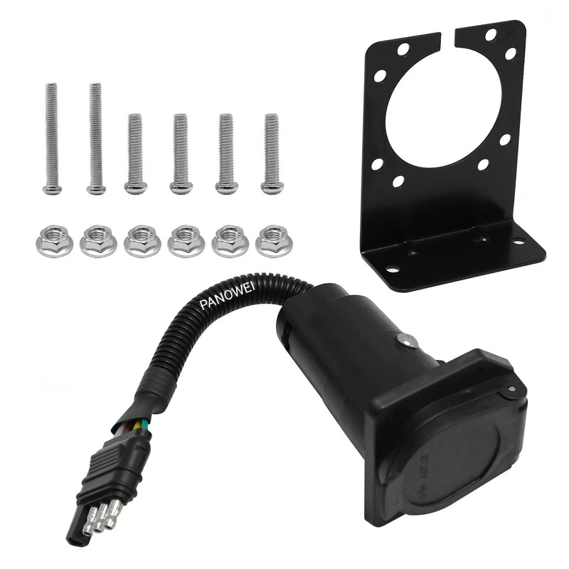 American trailer plug 4 to 7-pin cable with bracket UA1701K American 7-core RV power adapter