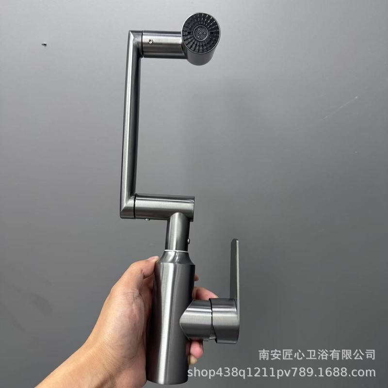 ステンレス鋼ガン グレー デジタル ディスプレイ ラッキー キャット 3 スピード多機能洗面器ユニバーサル垂直温冷洗面器蛇口|undefined
