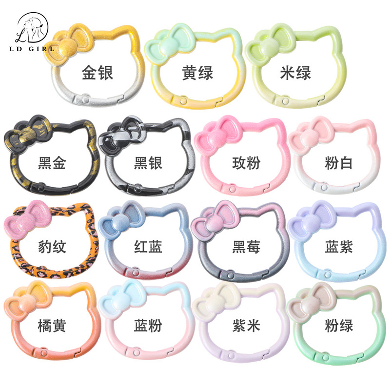 Alloy Two-Color Gradient Kt Cat Spring Buckle Keychain DIY Jewelry Accessories Mobile Phone Chain Bag Hanging Doll Open Ring Alloy Two-Color Gradient Kt Cat Spring Buckle Keychain DIY Jewelry Accessories Mobile Phone Chain Bag Hanging Doll Open Ring
