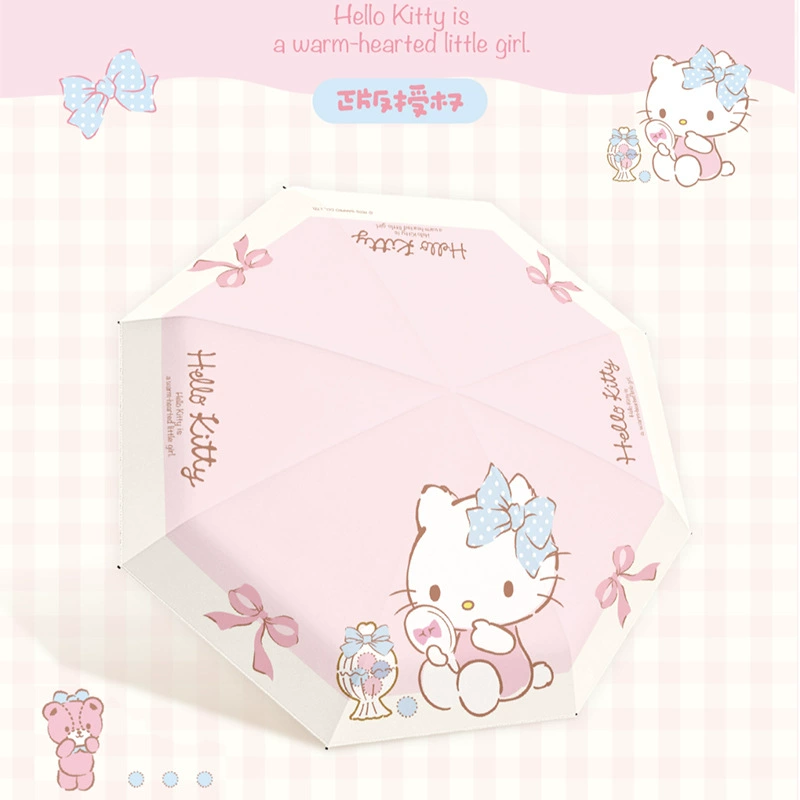 Hello Kitty, small handheld umbrella solar-powered, sun protection, custom-made