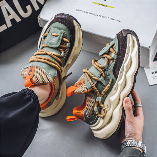 Men's 2025 Spring New Breathable Mesh Loafers - Versatile Thick Sole Height Fashionable Trendy Sports Casual Shoes