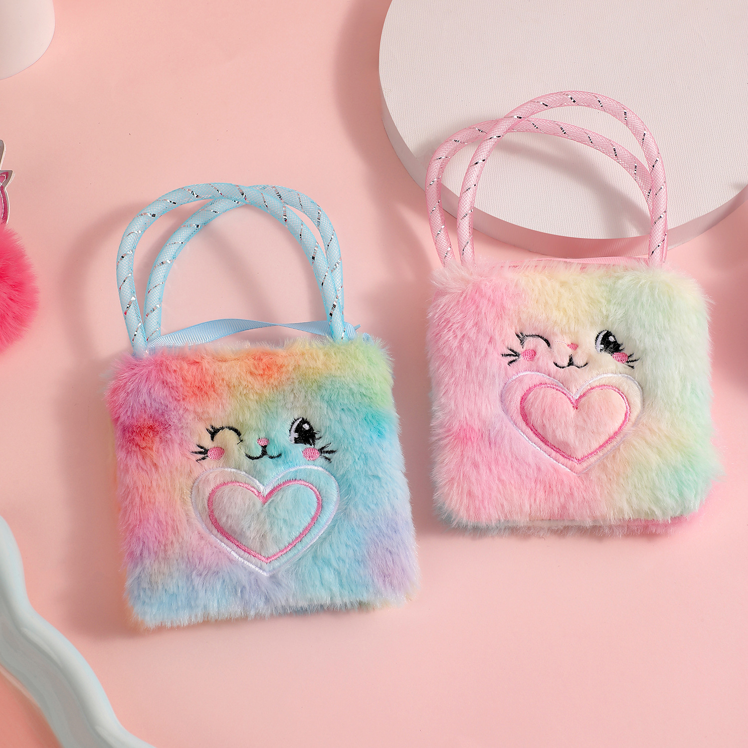 108g Weight Zipper Closure Type Single Shoulder Strap Strap Type Crossbody Bag Bags Type Daily, Shopping Occasion Plush Material Bow Knot Pattern All Seasons Season Girl'S Gender Cute Style Square Shape Small Size Girl'S Small Plush Bow Knot Cute Square Zipper Crossbody Bag 11