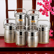 304不锈钢保温饭盒加厚保温桶大容量汤壶上班中式3格真空手提理定
