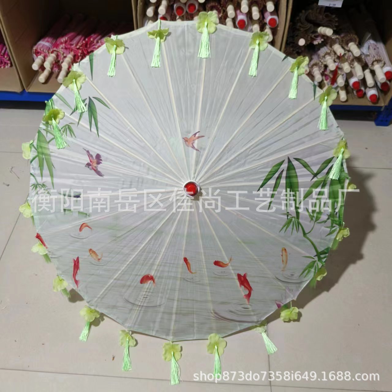 녹색 대나무 꽃잎 우산