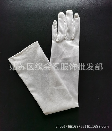Wedding gloves new style retro satin simple medium length white gloves wedding dress dinner wedding ceremony photography 1103