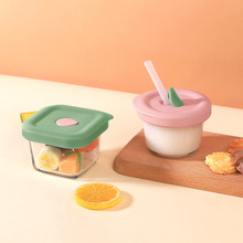 定制宝宝辅食盒玻璃可蒸煮微波炉加热保鲜盒婴儿辅食碗迷你收纳盒