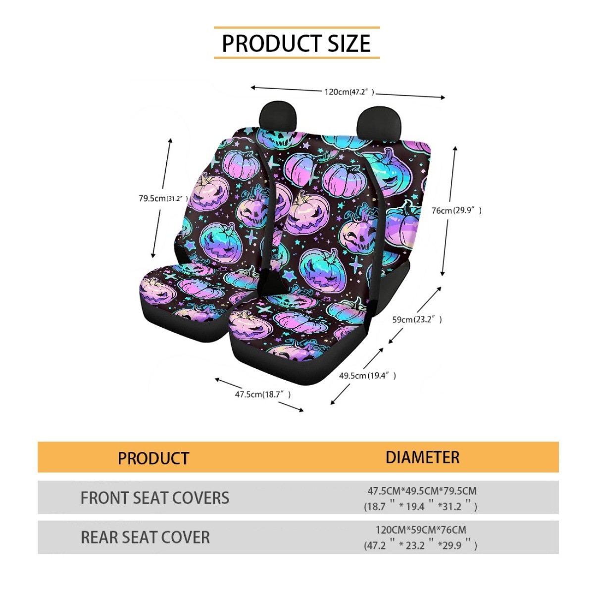 Amazon pod car seat covers, pumpkin print, custom-made according to your design, practical car accessories