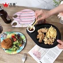 密胺鸡尾酒盘派对创意盘子炸鸡汉堡红酒盘开胃菜盘孔带酒杯架托盘