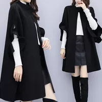 Демисезонное шерстяное пальто, однотонная куртка, тренчкот, plus size, британский стиль, А-силуэт