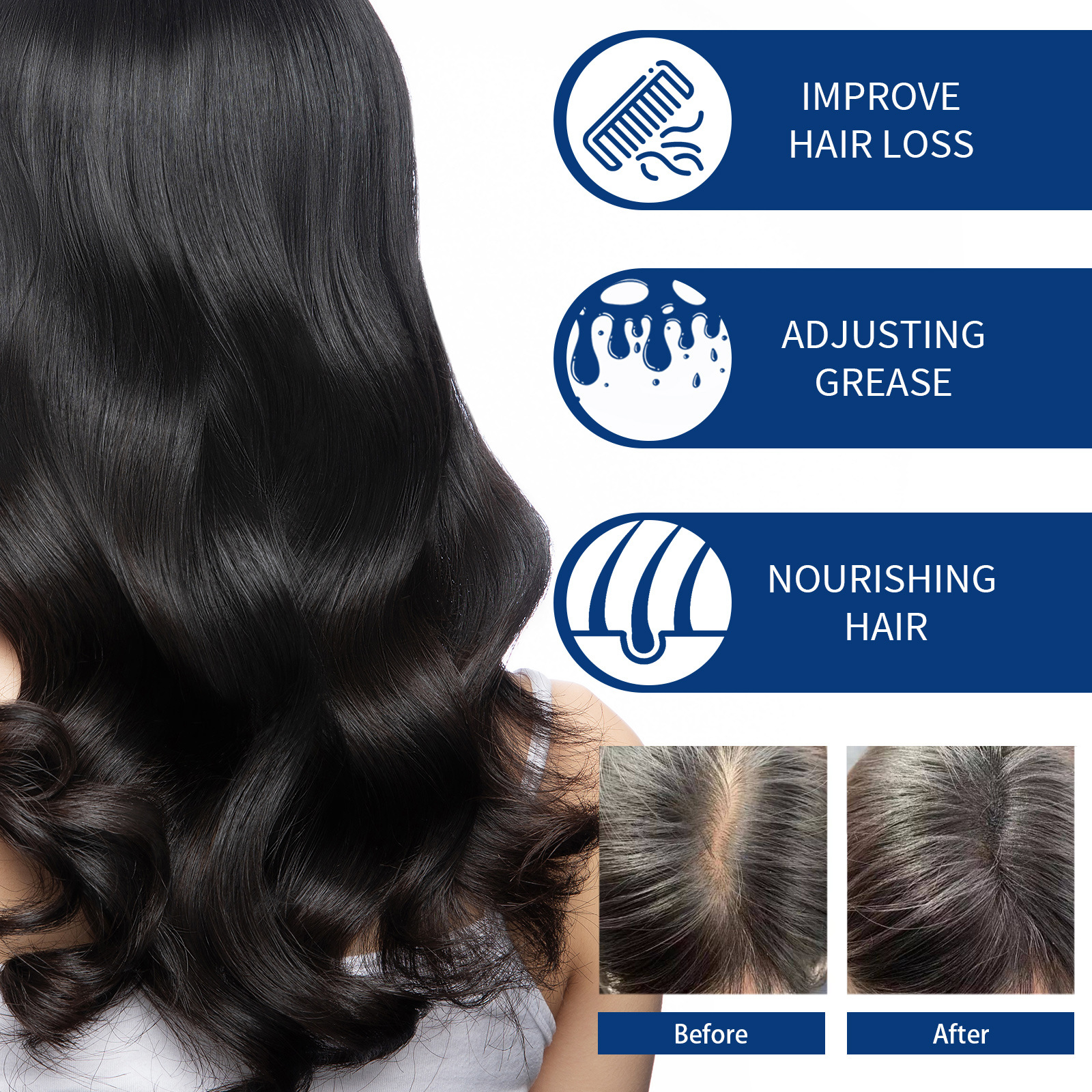 EELHOE Haarpeeling-Reinigungscreme gegen Schuppen auf der Kopfhaut, lindert Juckreiz, flauschiges, feuchtigkeitsspendendes, dichtes Haar, Haare_voghion.com