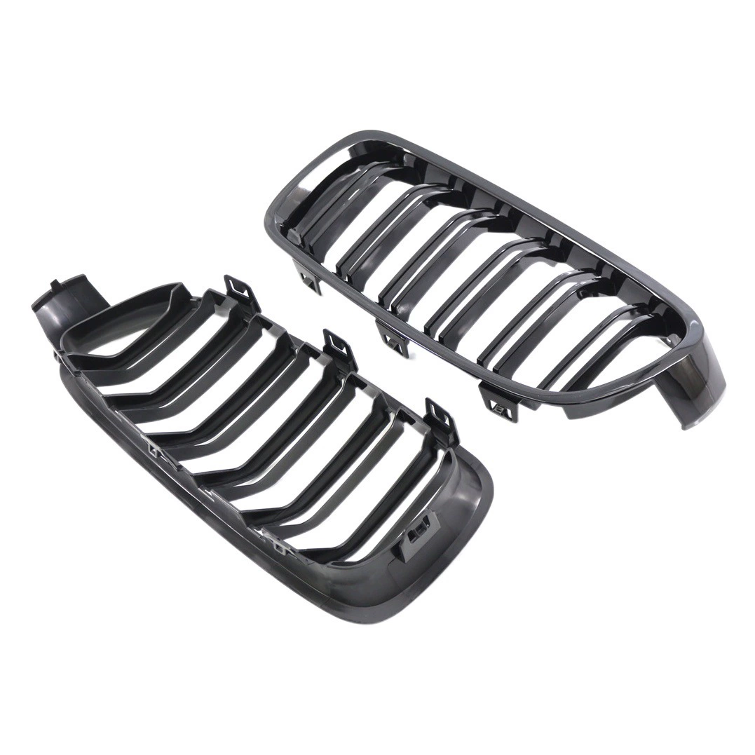 Подходит для BMW 3 серии (F30/F35) 2013-2019 годов, модифицированная решетка радиатора с двойными ламелями, глянцевая черная, с двойной линией.