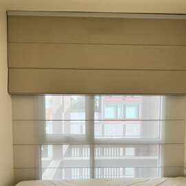 法式罗马帘 亚麻双排双层日夜窗帘卧室书房衣帽间餐厅客厅折叠帘