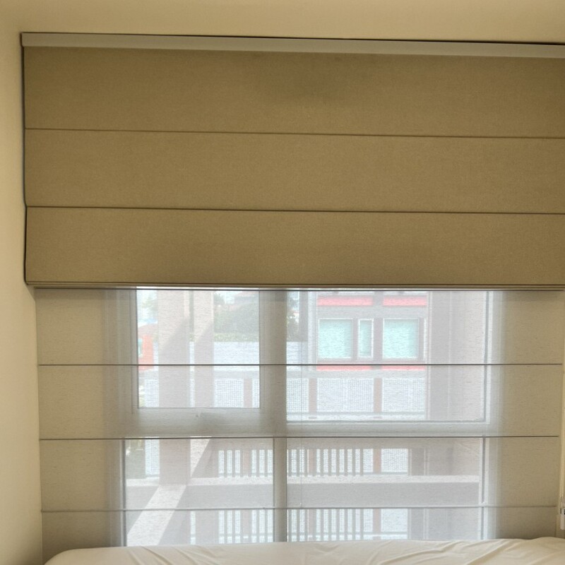 French Roman Blinds, Linen Double-Row Double-Layer Day and Night Curtains for Bedroom, Study, Cloakroom, Dining Room, Living Room, Folding Curtains